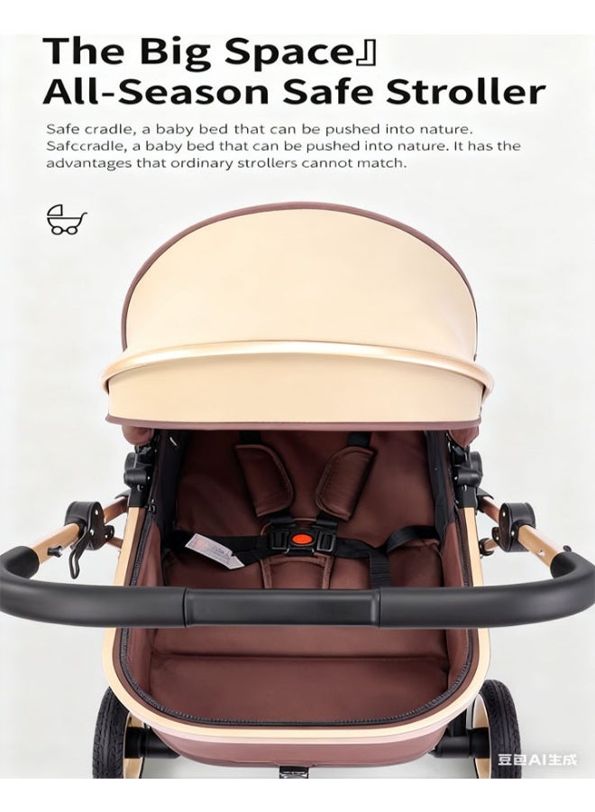 Kidilo 3-in-1 Convertible Baby Stroller – Bassinet & Seat Modes, High Landscape, Adjustable Canopy, One-Hand Fold, Spacious & Comfortable Luxury Stroller - Image 5